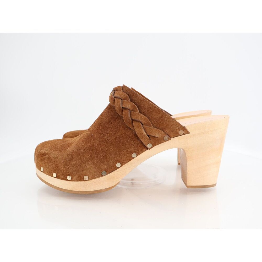 Loeffler Randall Merrill Braided Cognac Leather Platform Heel Clogs Size 11.5 - Picture 5 of 12